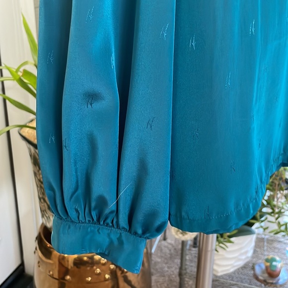 Vintage Teal Blouse, size 10 - Picture 2 of 5